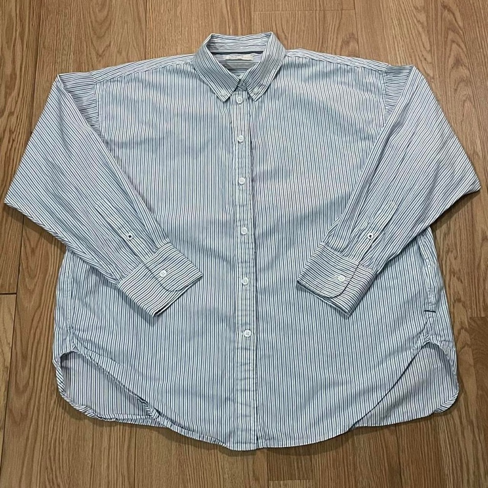 J.Crew Women’s 14 Long Sleeve Button Up Shirt White Striped Relaxed Preppy